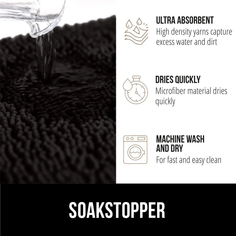 GORILLA GRIP Ultra Absorbent Grippy Doormat for Muddy Dog Paws, 48x30 Machine Washable Soakstopper Rugs Cleaner Floors, Bed Mat for Dirty Dogs, Indoor Entrance Door Rug Pet Bed Mats Black