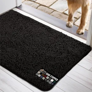 GORILLA GRIP Ultra Absorbent Grippy Doormat for Muddy Dog Paws, 48x30 Machine Washable Soakstopper Rugs Cleaner Floors, Bed Mat for Dirty Dogs, Indoor Entrance Door Rug Pet Bed Mats Black