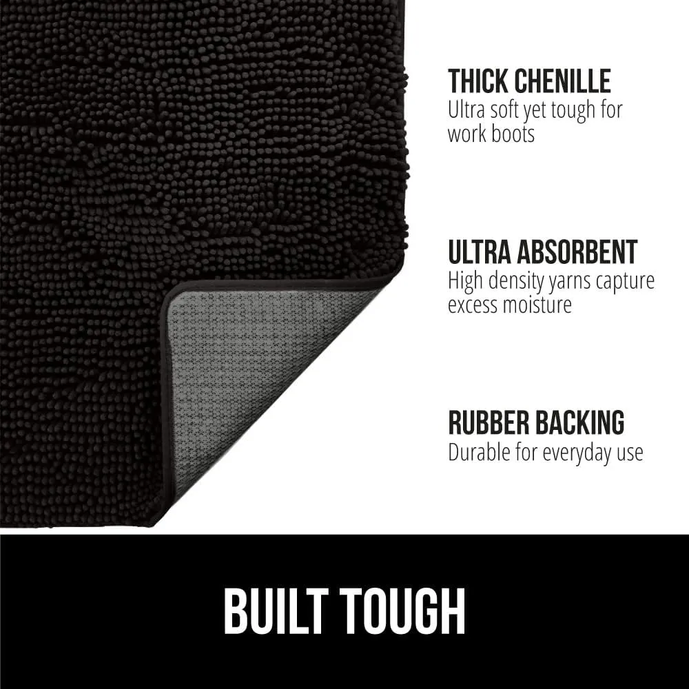 GORILLA GRIP Ultra Absorbent Grippy Doormat for Muddy Dog Paws, 48x30 Machine Washable Soakstopper Rugs Cleaner Floors, Bed Mat for Dirty Dogs, Indoor Entrance Door Rug Pet Bed Mats Black