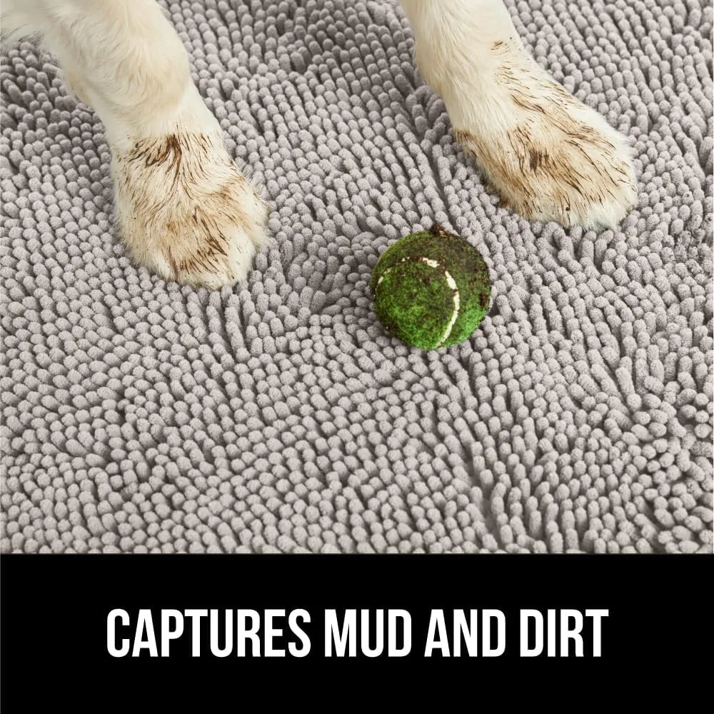 GORILLA GRIP Ultra Absorbent Grippy Doormat for Muddy Dog Paws, Machine Washable Soakstopper Rugs Cleaner Floors, Bed Mat for Dirty Dogs, Indoor Entrance Door Rug Pet Bed Mats 24x17 Light Gray