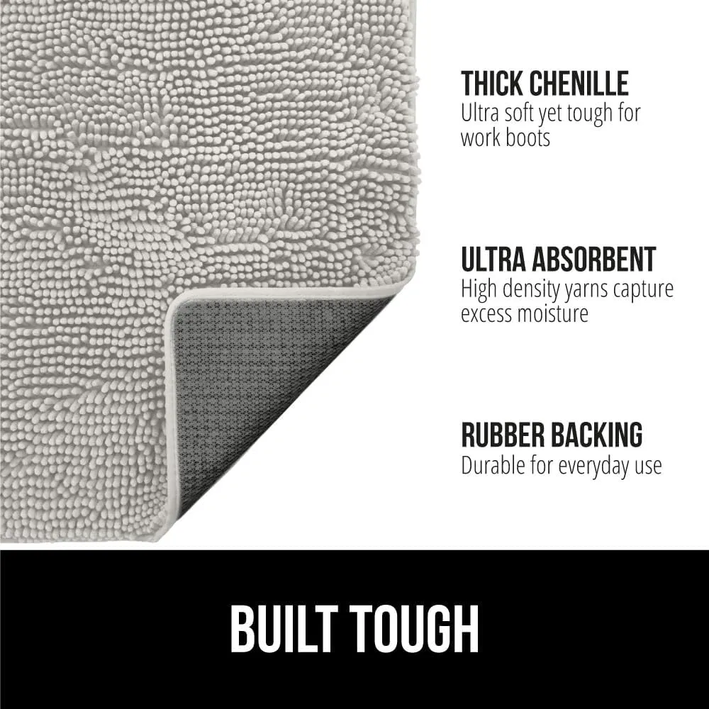 GORILLA GRIP Ultra Absorbent Grippy Doormat for Muddy Dog Paws, Machine Washable Soakstopper Rugs Cleaner Floors, Bed Mat for Dirty Dogs, Indoor Entrance Door Rug Pet Bed Mats 24x17 Light Gray