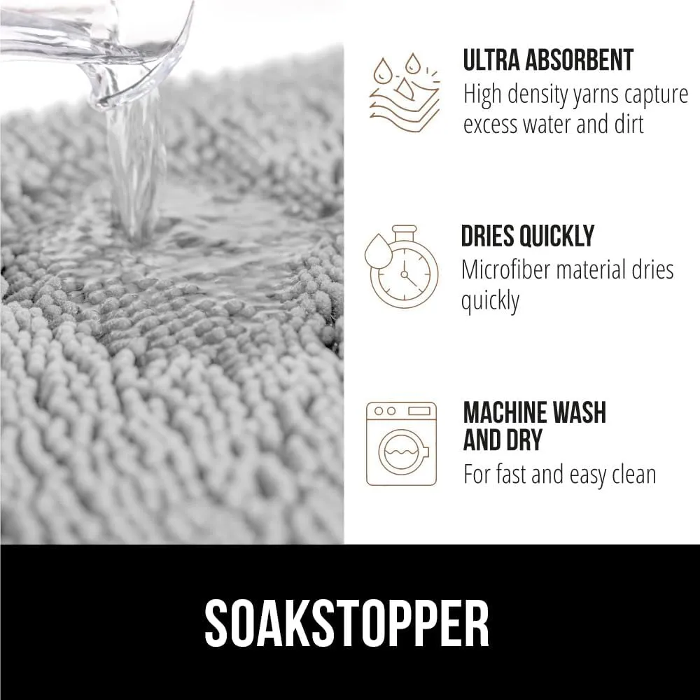 GORILLA GRIP Ultra Absorbent Grippy Doormat for Muddy Dog Paws, Machine Washable Soakstopper Rugs Cleaner Floors, Bed Mat for Dirty Dogs, Indoor Entrance Door Rug Pet Bed Mats 24x17 Light Gray