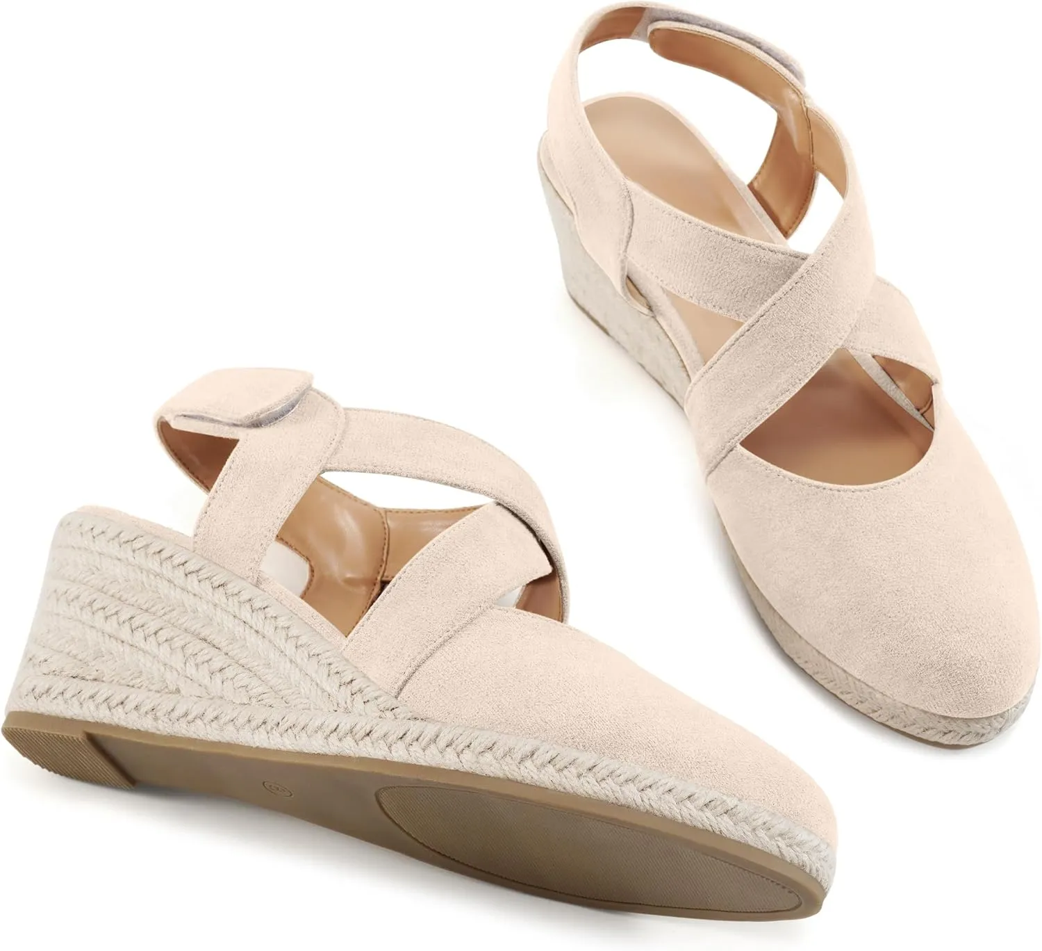 HARENCE Espadrilles Wedge Sandals for Women: Comfortable Closed Toe Ankle Strap Summer Dressy Platform Heels Shoes