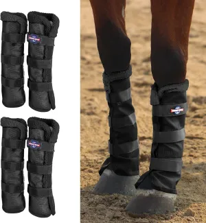 Harrison Howard Horse Fly Boots Summer Protection with Fleece Trim to Eliminate Rubbing Comfortable and Ventilating Mesh Leg Guards Set of 4 Classic Black L