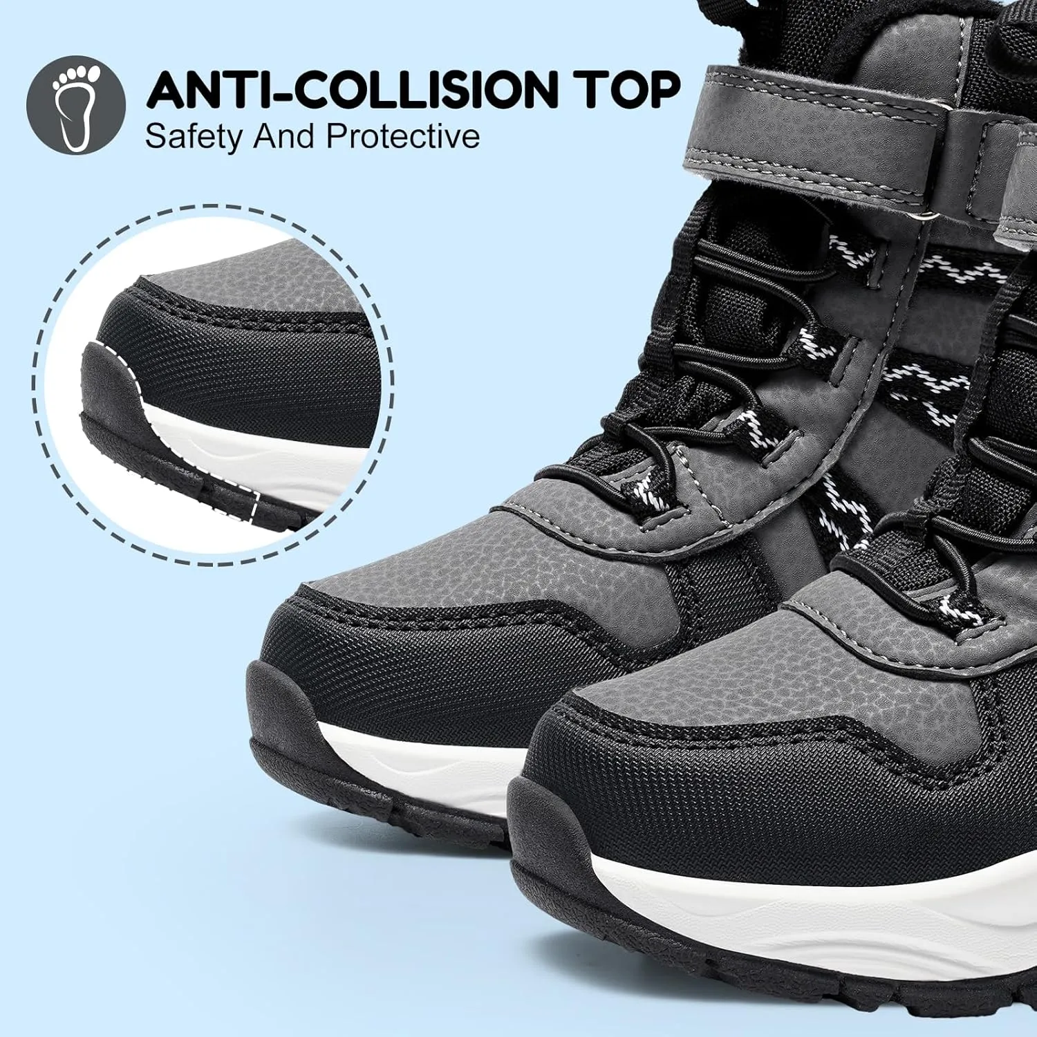 Harvest Land Kids Winter Boots Waterproof Girls Boys Snow Hiking Outdoor Boots Anti Collision Anti-Skid Mid Ankle Adventure Trekking Shoes