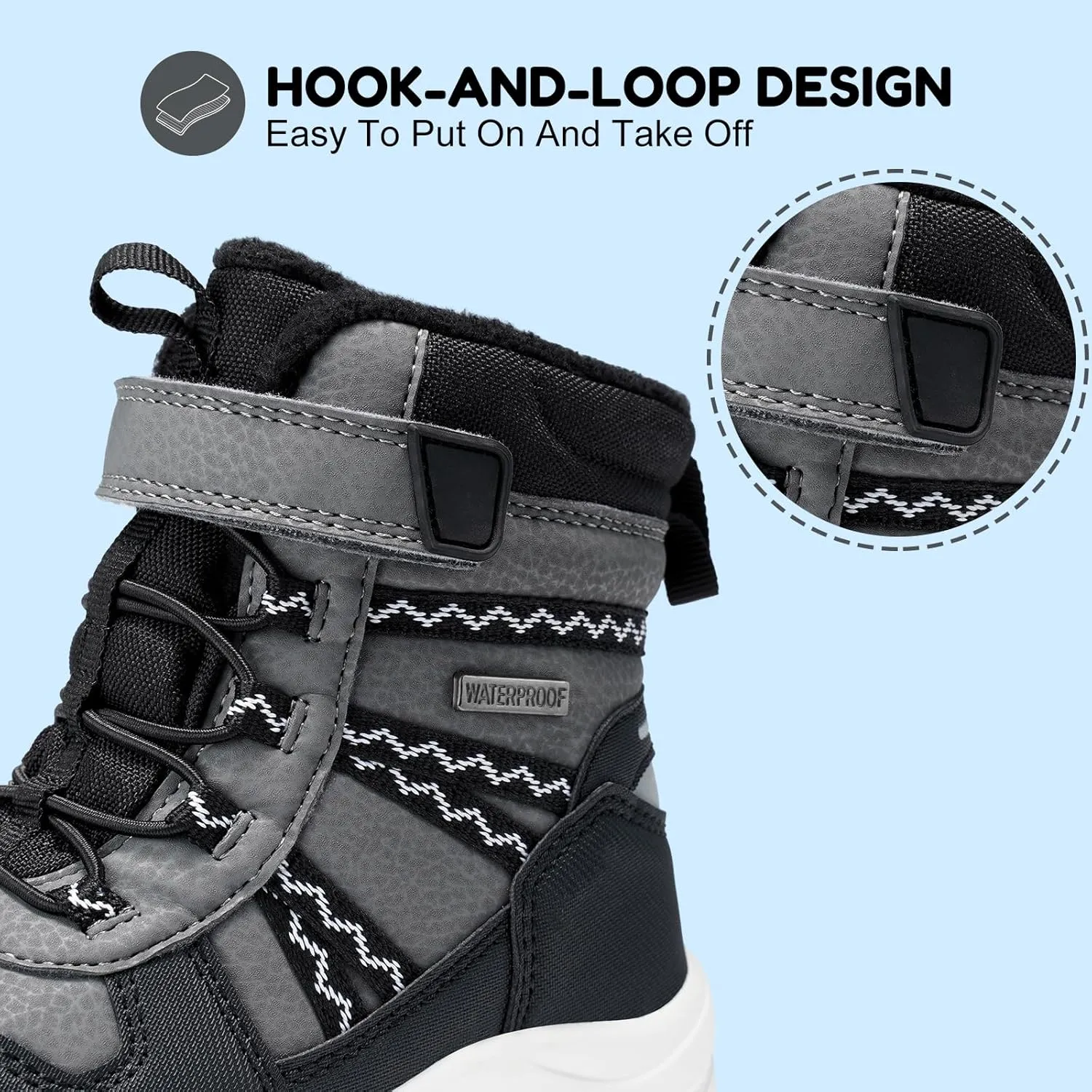 Harvest Land Kids Winter Boots Waterproof Girls Boys Snow Hiking Outdoor Boots Anti Collision Anti-Skid Mid Ankle Adventure Trekking Shoes