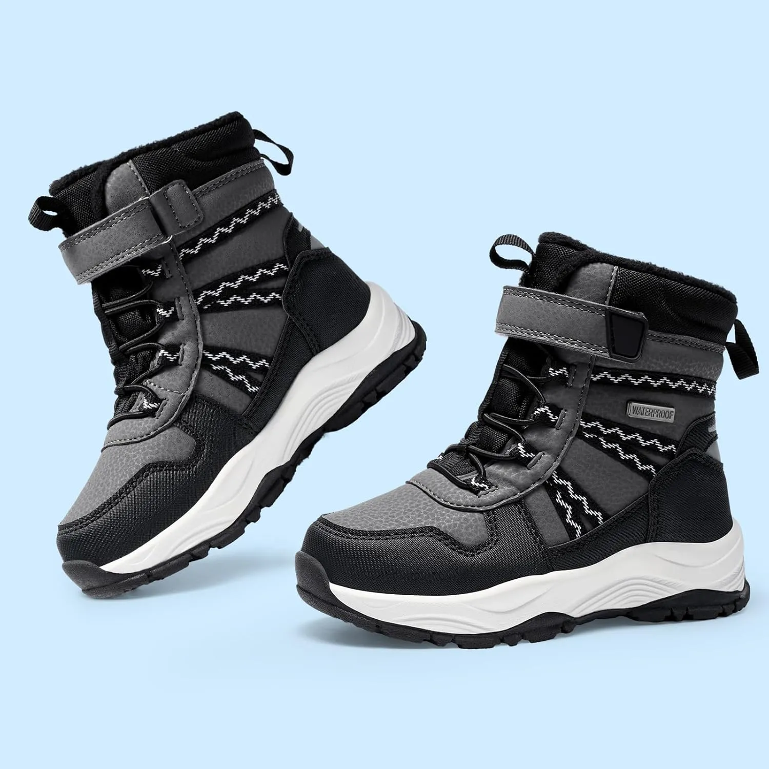 Harvest Land Kids Winter Boots Waterproof Girls Boys Snow Hiking Outdoor Boots Anti Collision Anti-Skid Mid Ankle Adventure Trekking Shoes