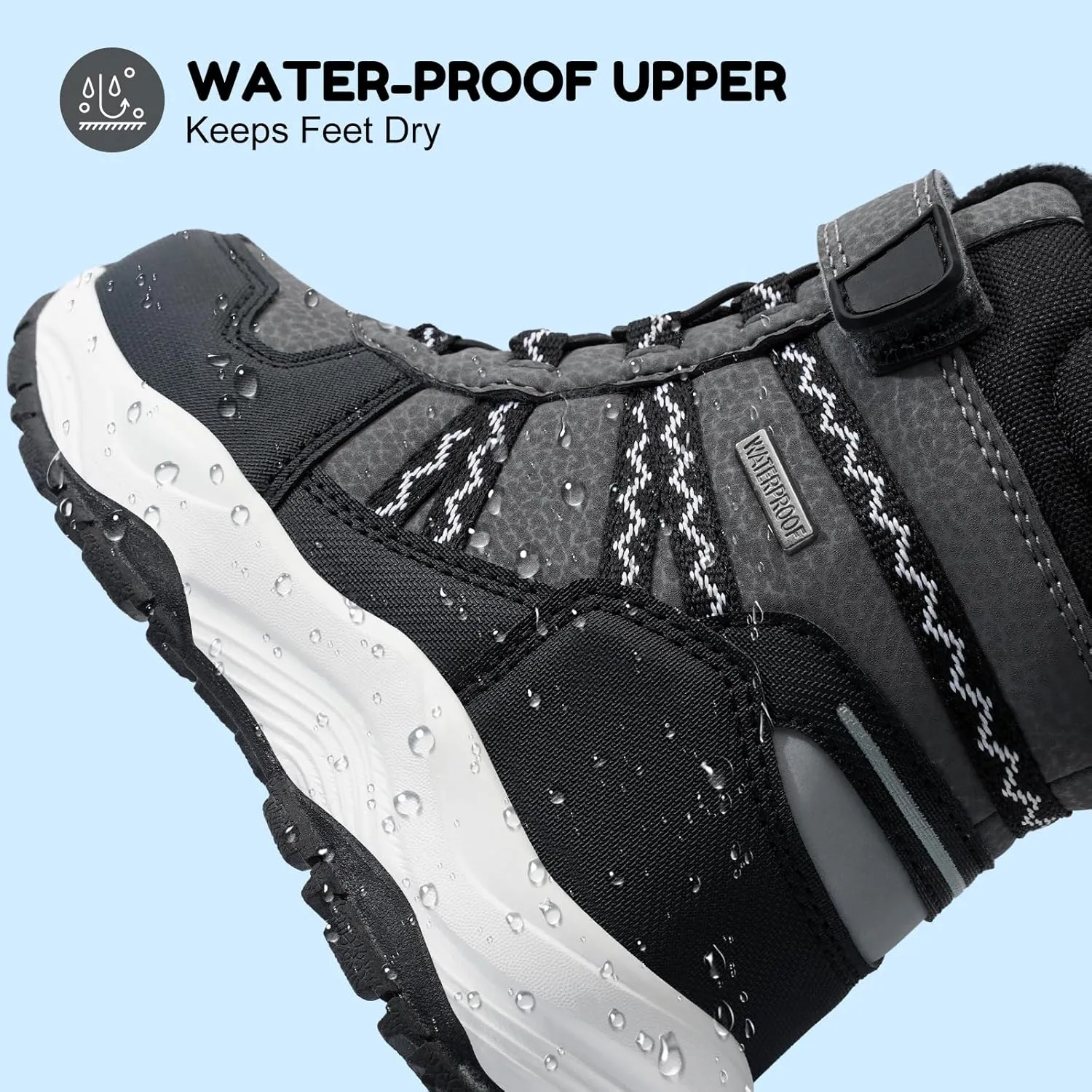Harvest Land Kids Winter Boots Waterproof Girls Boys Snow Hiking Outdoor Boots Anti Collision Anti-Skid Mid Ankle Adventure Trekking Shoes