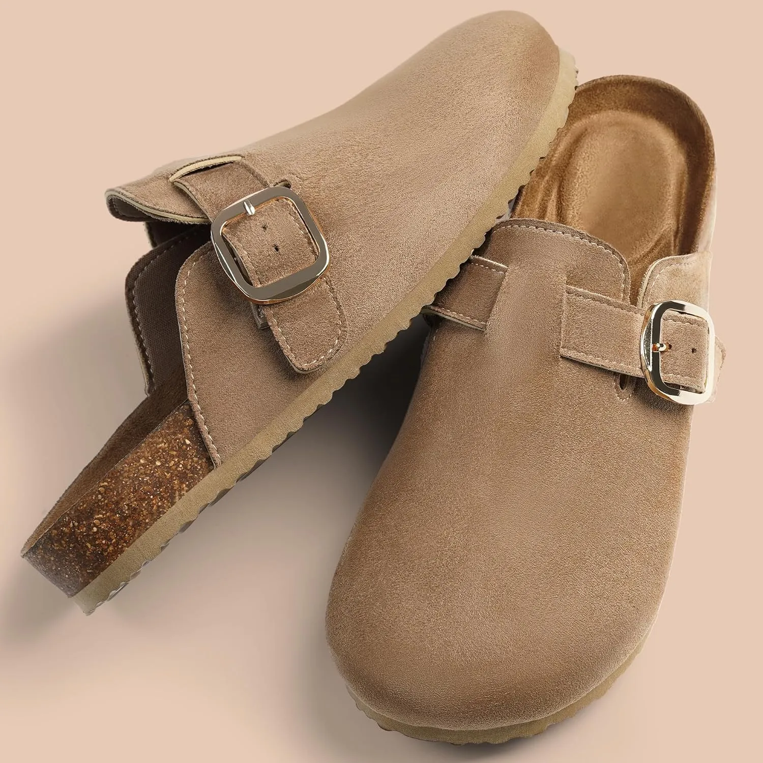 Harvest Land Women's Clogs Mules with Cork Footbed - Antislip Comfort Soft Slippers Shoes