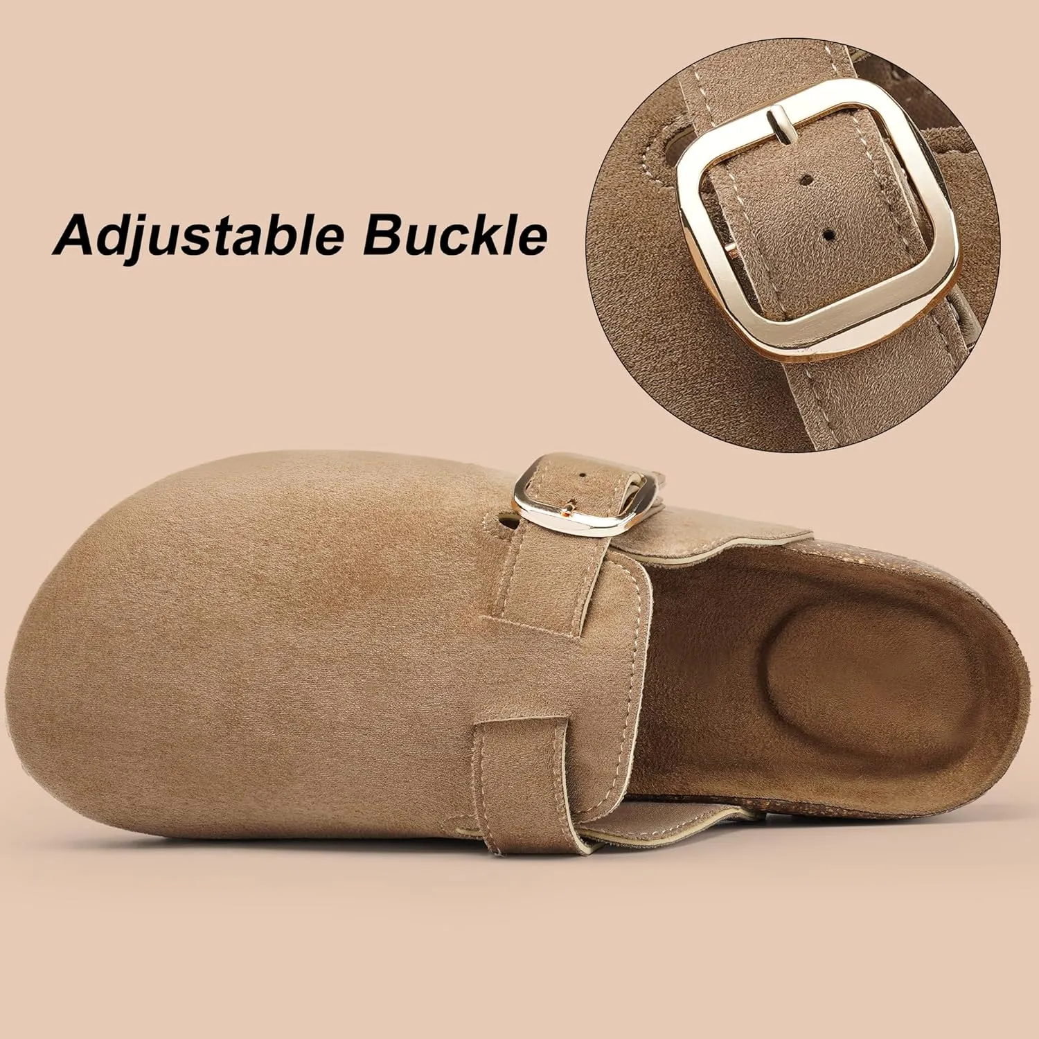 Harvest Land Women's Clogs Mules with Cork Footbed - Antislip Comfort Soft Slippers Shoes
