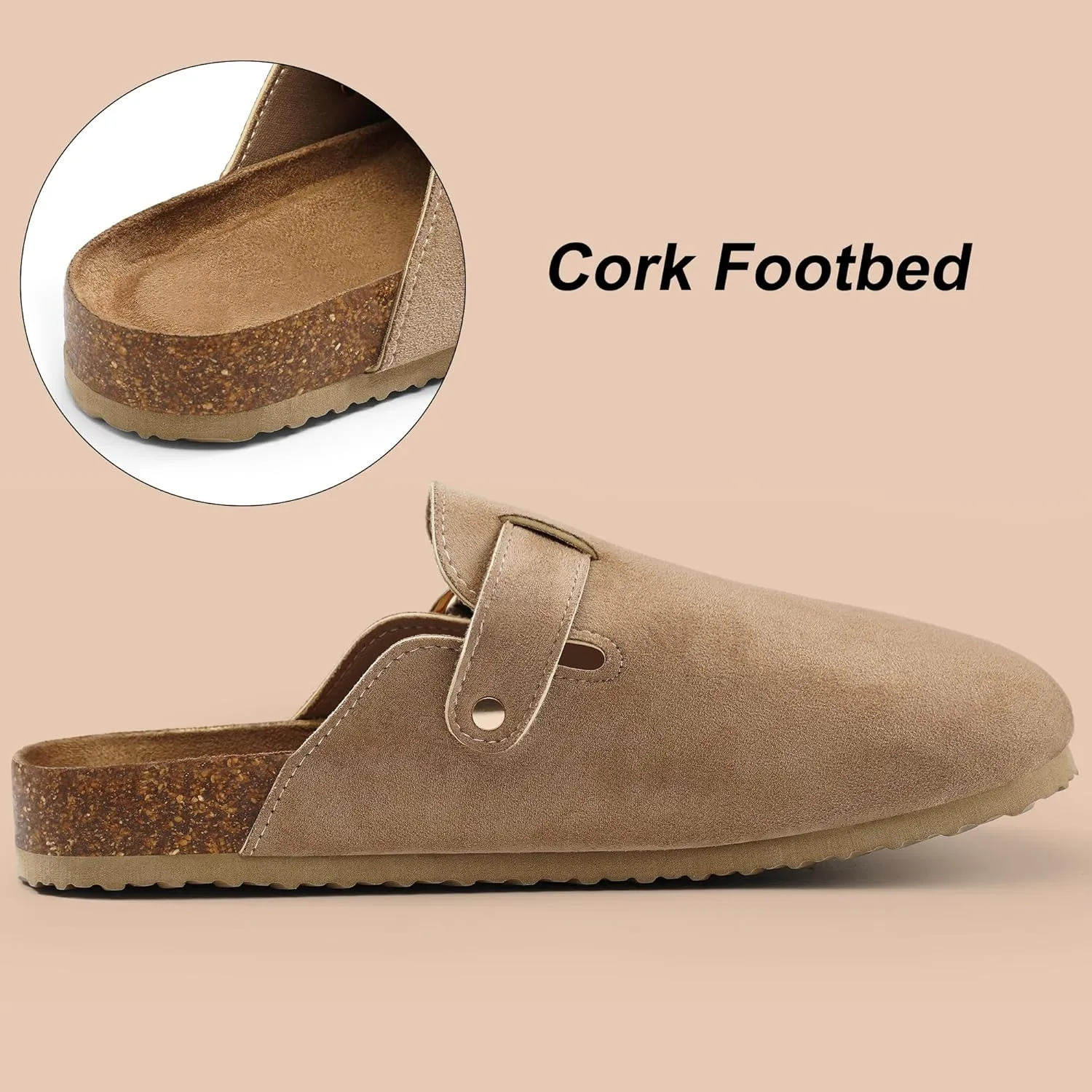 Harvest Land Women's Clogs Mules with Cork Footbed - Antislip Comfort Soft Slippers Shoes