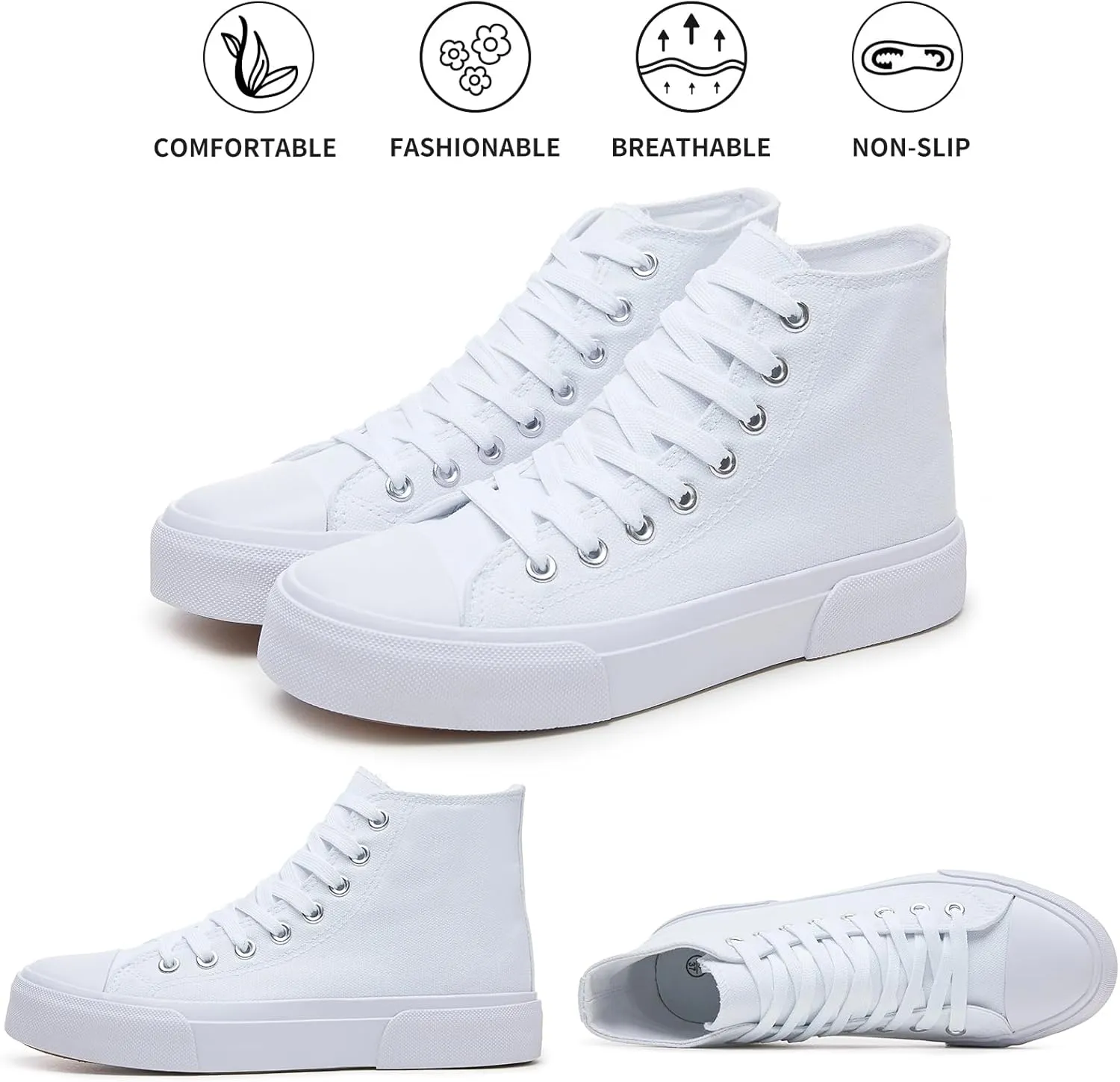 hash bubbie Unisex Fashion High top Sneakers Womens Classic High Tops Canvas Shoes Casual Tennis Shoes for Men