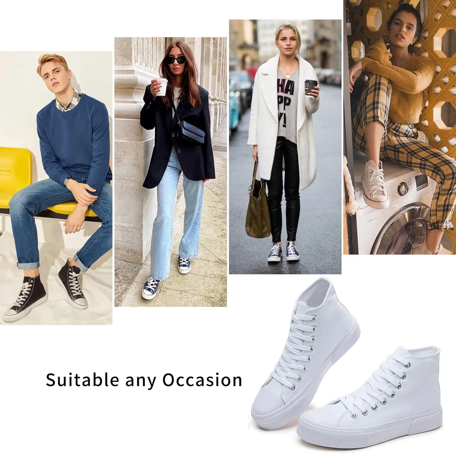 hash bubbie Unisex Fashion High top Sneakers Womens Classic High Tops Canvas Shoes Casual Tennis Shoes for Men