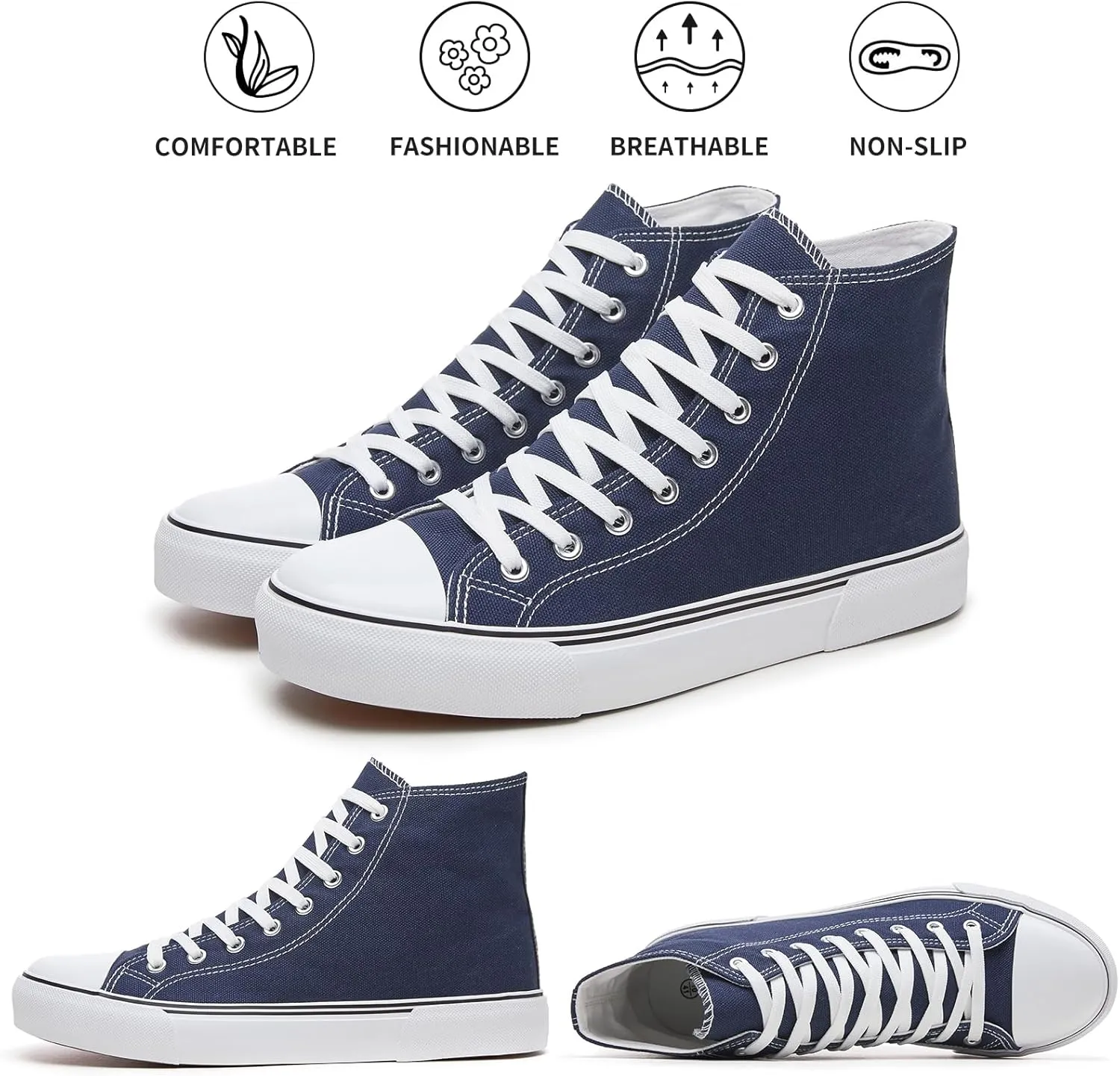 hash bubbie Unisex Fashion High top Sneakers Womens Classic High Tops Canvas Shoes Casual Tennis Shoes for Men