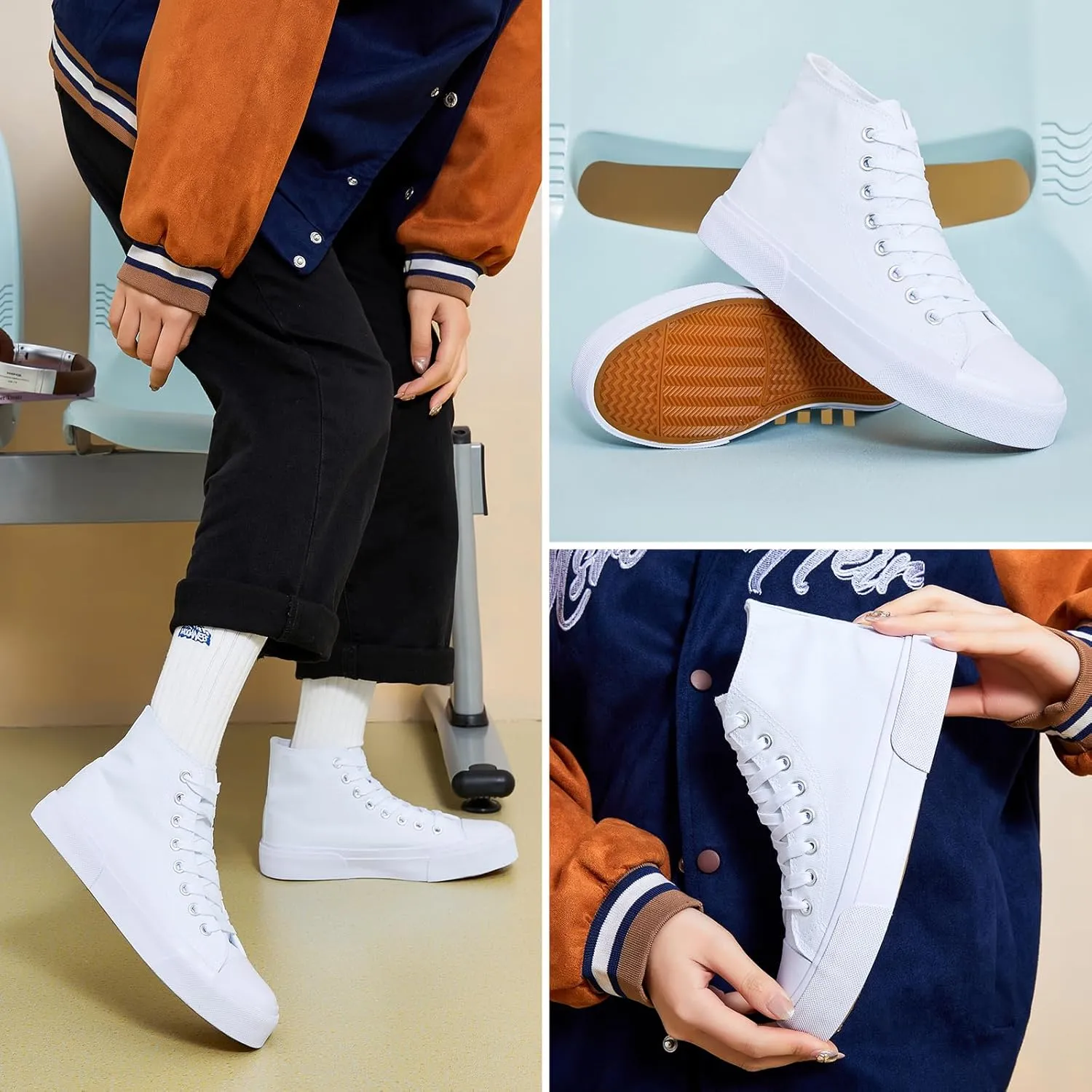 hash bubbie Unisex Fashion High top Sneakers Womens Classic High Tops Canvas Shoes Casual Tennis Shoes for Men
