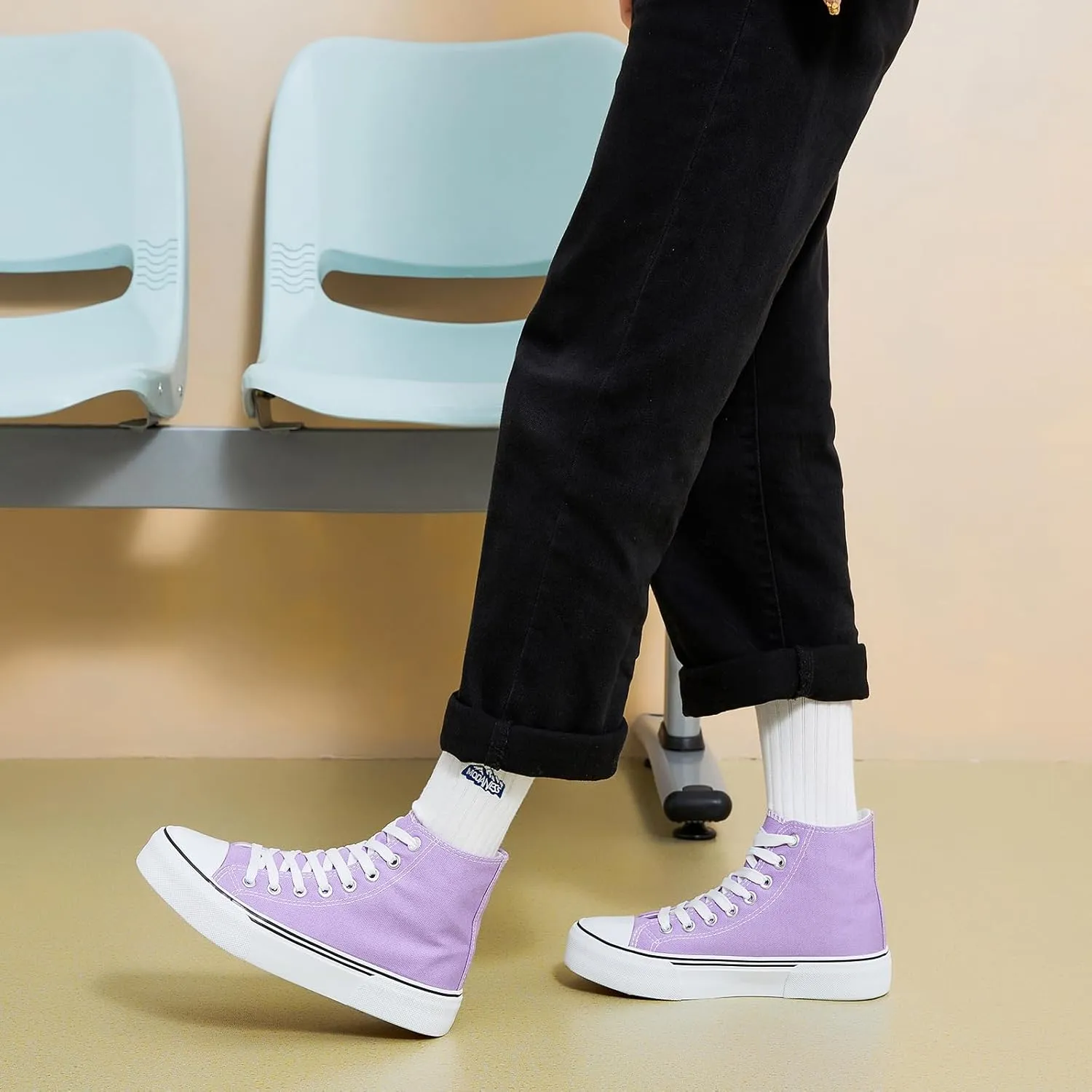 hash bubbie Unisex Fashion High top Sneakers Womens Classic High Tops Canvas Shoes Casual Tennis Shoes for Men