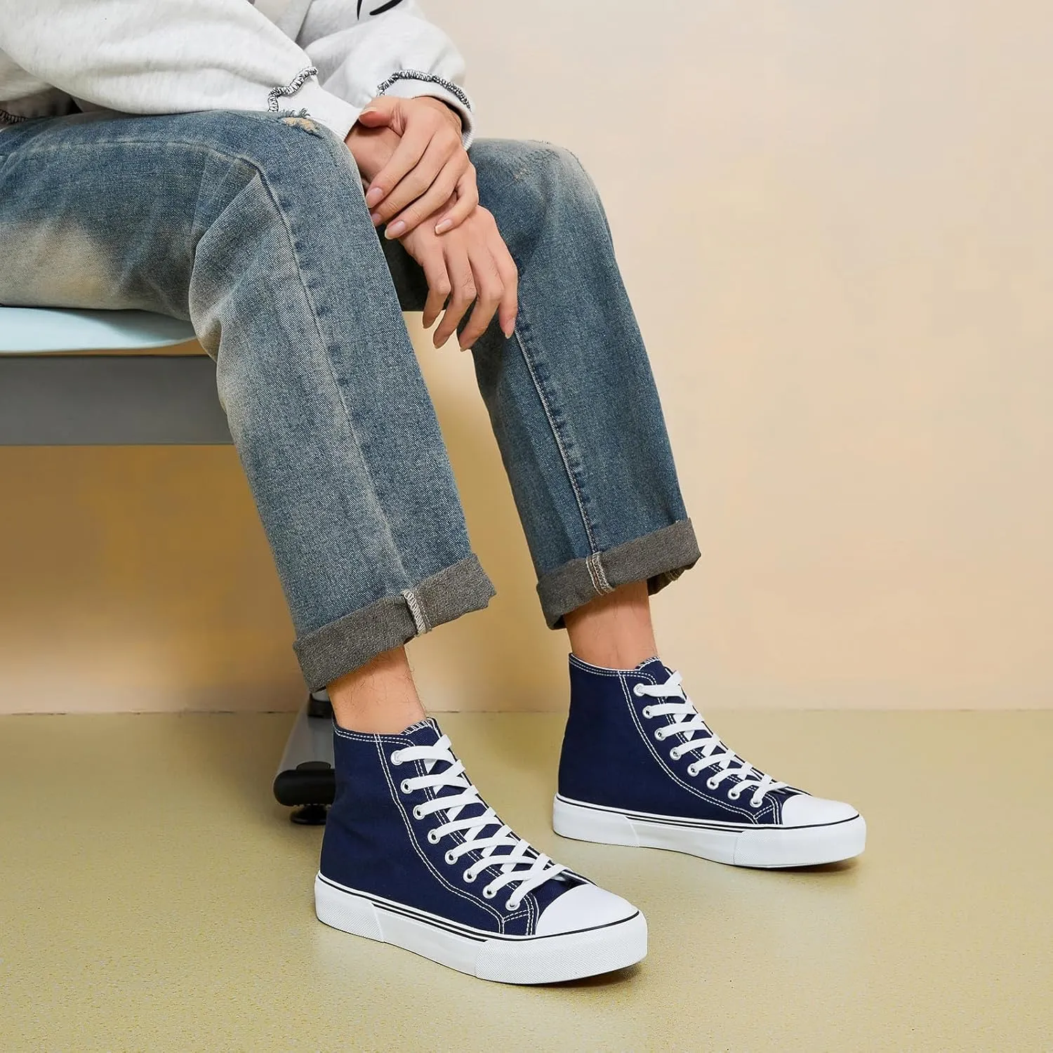 hash bubbie Unisex Fashion High top Sneakers Womens Classic High Tops Canvas Shoes Casual Tennis Shoes for Men