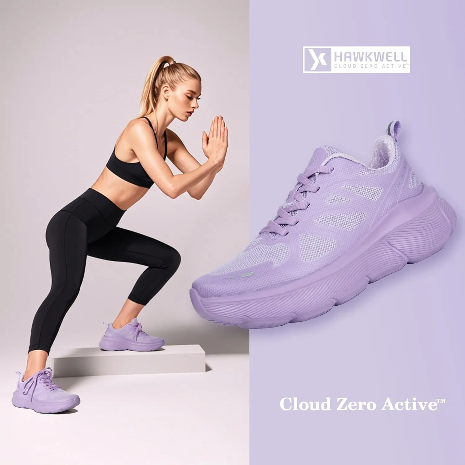 Hawkwell Women's Cloud Zero Active Walking Tennis Cushion Running Shoes Breathable Athletic Gym Workout Jogging Sports Sneakers Non Slip Medical Work Shoes