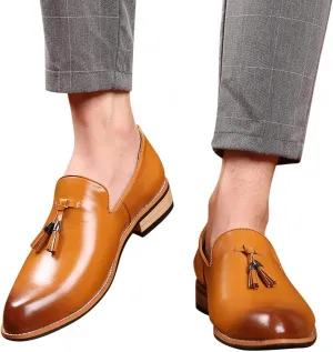 Hbeylia Business Dress Shoes For Men Classic Fashion Tassel Fringe Gradient Design Leather Pointed Toe Tuxedo Oxford Wingtip Dress Shoes For Men Office Work Wedding Party