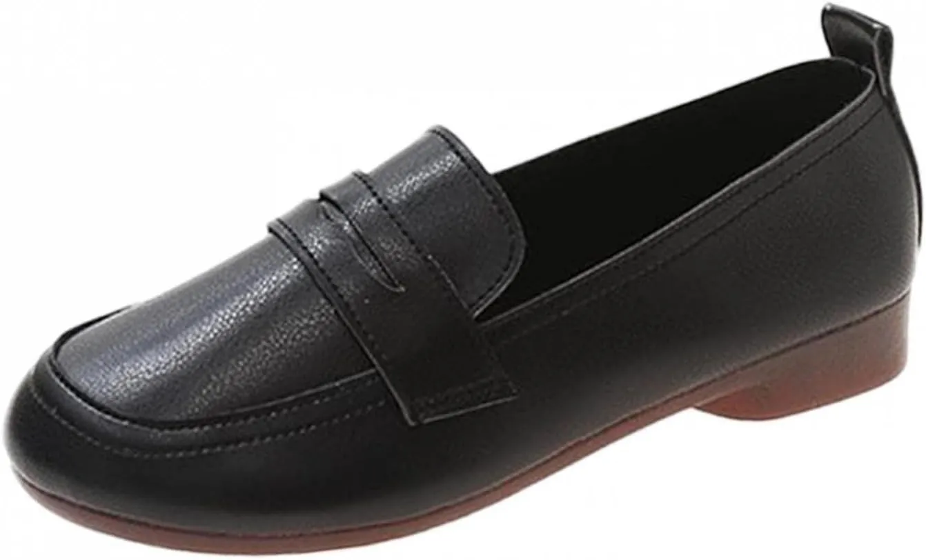 Hbeylia Dress Oxfords For Women Lady Girls Fashion Leather Slip On Mary Jane Ballet Flats Retro Walking Shoes Soft Comfort Low Heels Slip-On Loafers Dress Oxfords For Work Nurse