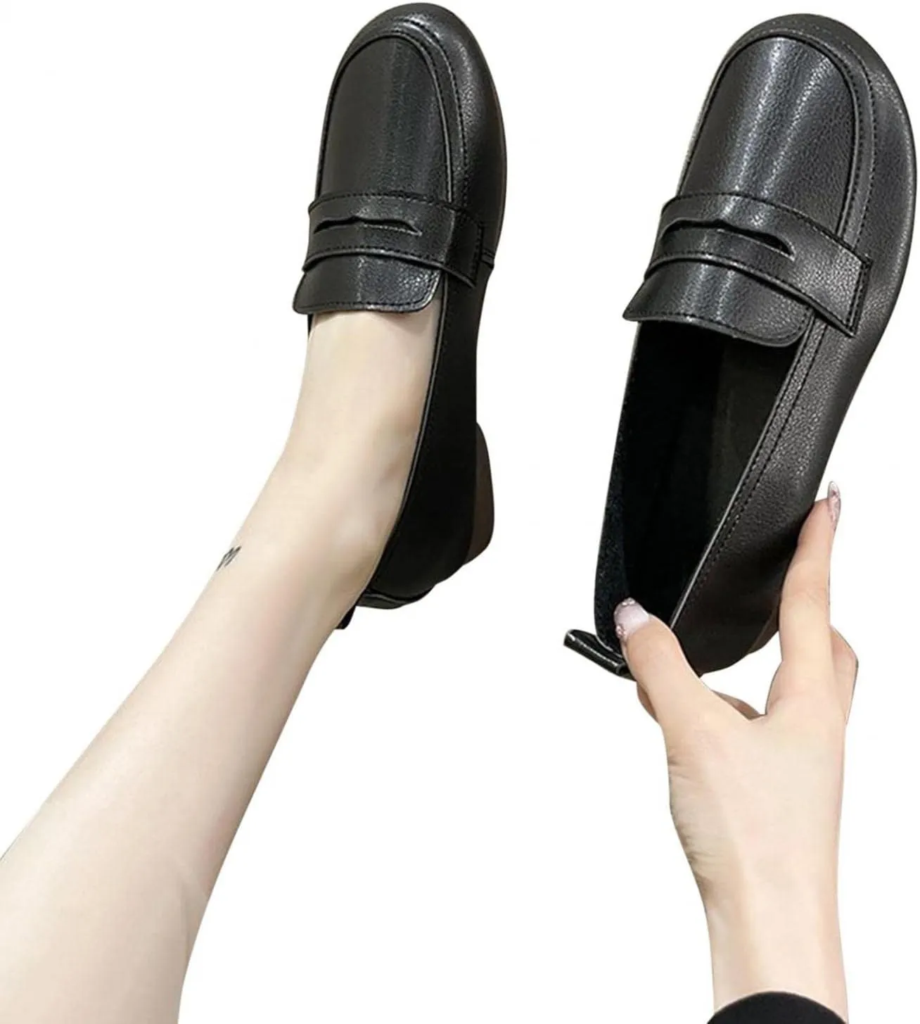 Hbeylia Dress Oxfords For Women Lady Girls Fashion Leather Slip On Mary Jane Ballet Flats Retro Walking Shoes Soft Comfort Low Heels Slip-On Loafers Dress Oxfords For Work Nurse