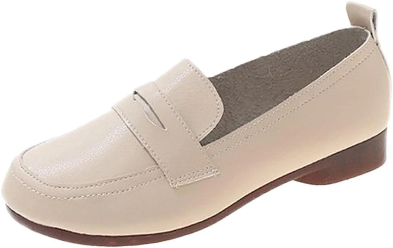 Hbeylia Dress Oxfords For Women Lady Girls Fashion Leather Slip On Mary Jane Ballet Flats Retro Walking Shoes Soft Comfort Low Heels Slip-On Loafers Dress Oxfords For Work Nurse