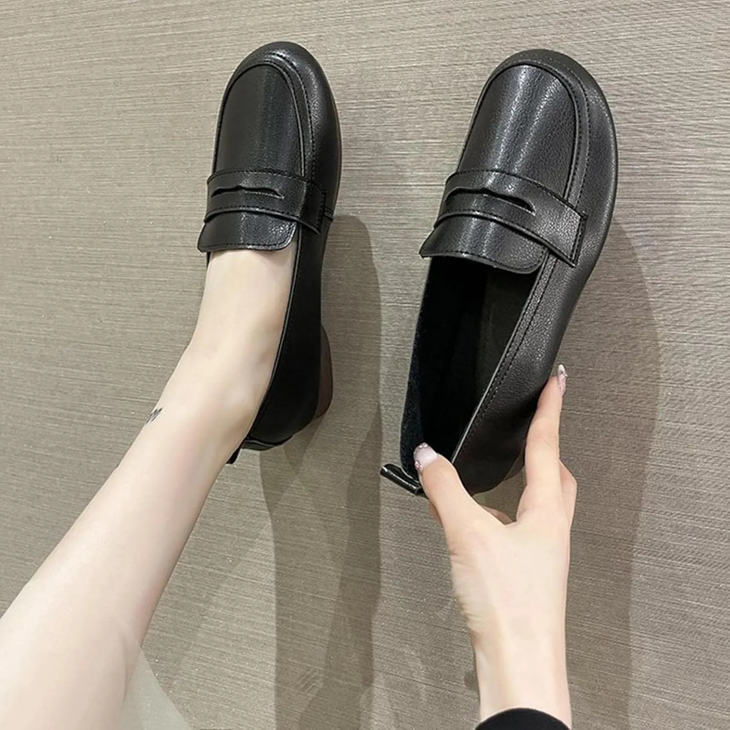 Hbeylia Dress Oxfords For Women Lady Girls Fashion Leather Slip On Mary Jane Ballet Flats Retro Walking Shoes Soft Comfort Low Heels Slip-On Loafers Dress Oxfords For Work Nurse
