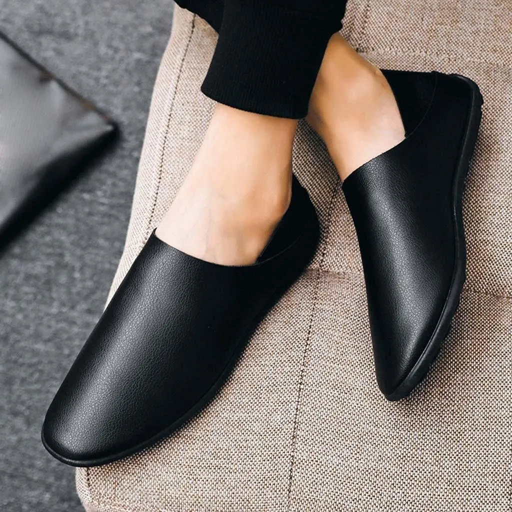 Hbeylia Men's Slip On Loafers Dress Oxfords Fashion Casual Soft Pu Leather Pointed Toe Formal Shoes Business Wedding Flats Boat Shoes Lazy Slip-On Flats Driving Walking Sneakers Shoes For Men