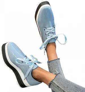 Hbeylia Platform Fashion Sneakers For Women Girls Casual Vintage Lace Up Chunky High Heels Low Top Slip On Flats Walking Shoes British Style Dress Oxfords Slip-On Loafers Fall Dressy Shoes For Ladies