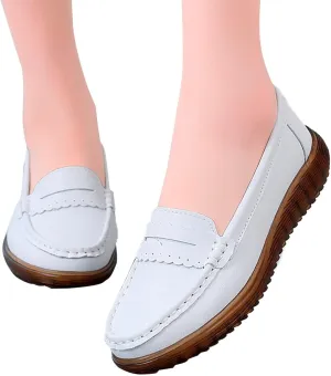 Hbeylia Retro Slip On Loafers for Women Ladies Fashion Casual Chunky Button Breathable Cloth Dressy Shoes Oxford Comfort Ballet Flats Dress Shoes for Work Nurse