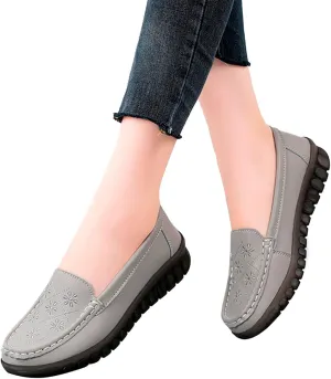 Hbeylia Retro Slip On Loafers for Women Ladies Fashion Casual Chunky Button Breathable Cloth Dressy Shoes Oxford Comfort Ballet Flats Dress Shoes for Work Nurse