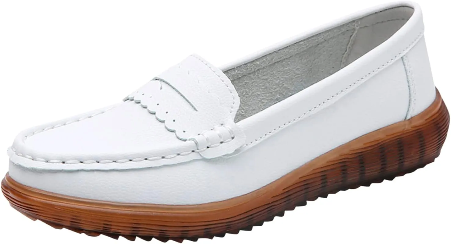 Hbeylia Retro Slip On Loafers for Women Ladies Fashion Casual Chunky Button Breathable Cloth Dressy Shoes Oxford Comfort Ballet Flats Dress Shoes for Work Nurse