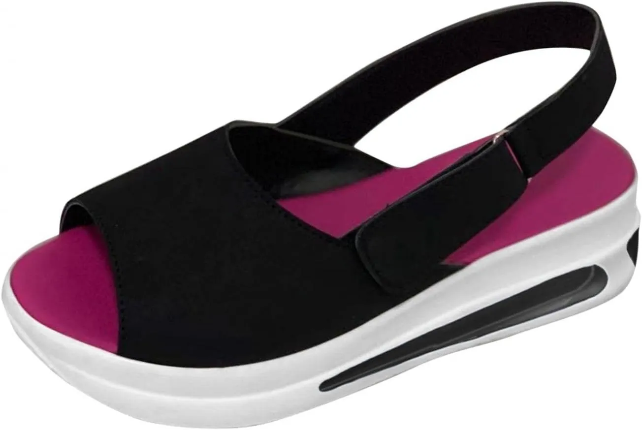 Hbeylia Women's Slip On Loafers Leather Wedge Low Heels Buckle Strap Mule Walking Shoes Sandals Oxfords Soft Comfortable Anti Slip Flats Shoes for Women Ladies