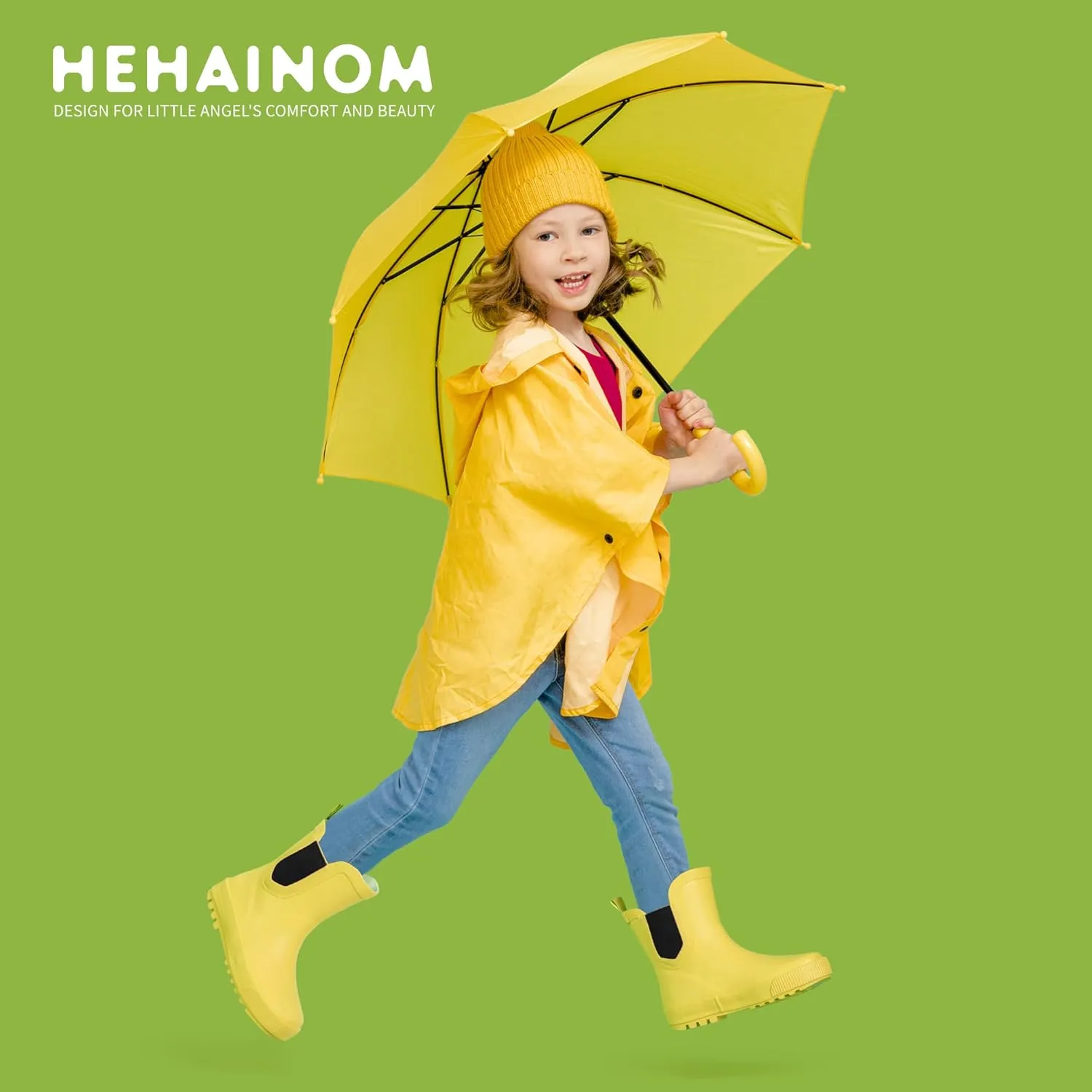 Hehainom Toddler Kids Rain Boots for Girls Boys Waterproof Rainboots Easy-on Light Weight Chelsea Rain Shoes