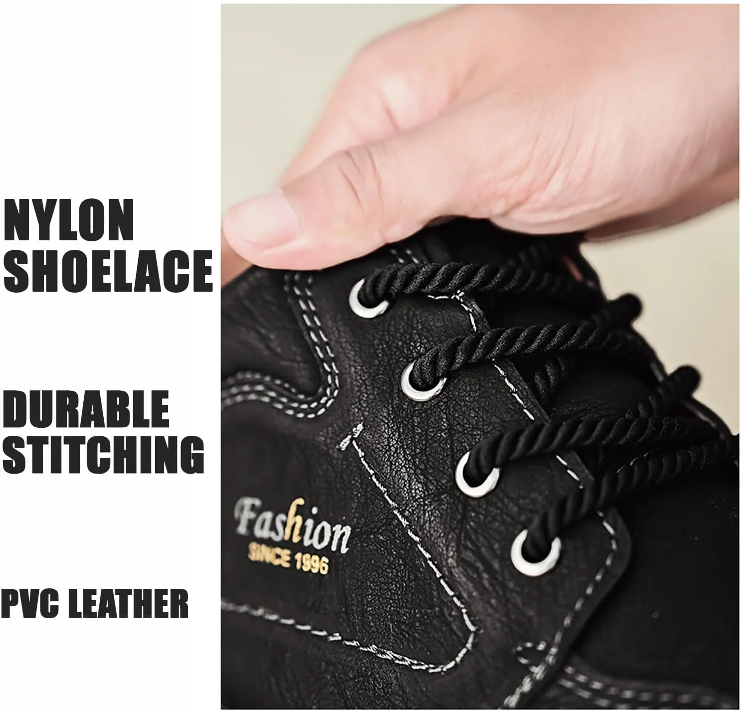 HESBITEUL Unisex Hiking Leather Boots Non-Slip Breathable Chukka with Fur Lining