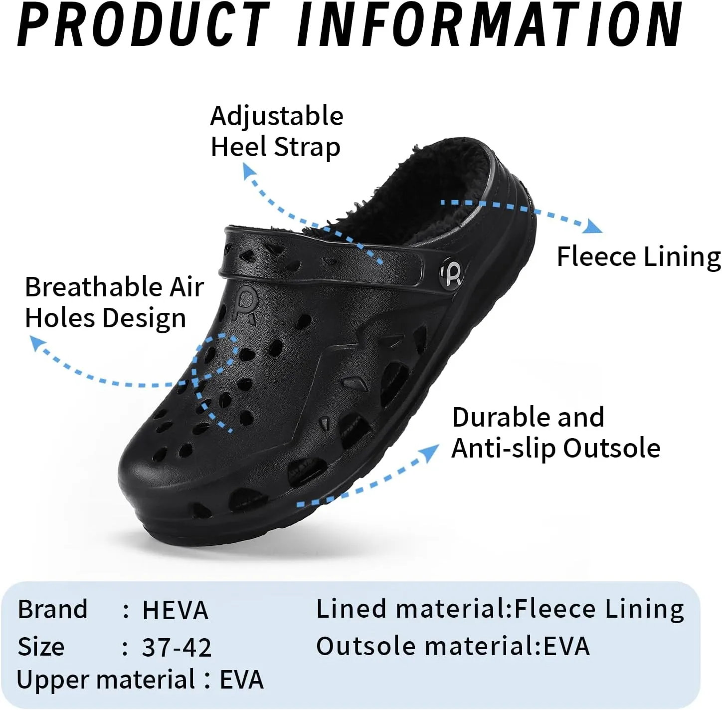 HEVA Adult Womens Garden Clogs,Classic Slippers Slip on Shoes Quick Drying Sport Sandals