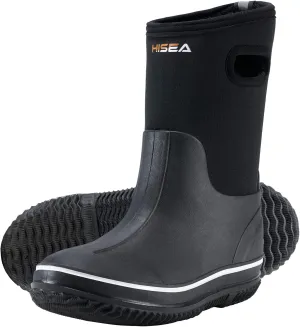 HISEA Kids Rain Boots for Boys Girls, Waterproof Insulated Rubber Neoprene Boots, Seamless Outdoor Boots with Handles Rainboot All Weather Mud Boots for Rain, Snow, Winter and Muck (Little Kid/Big Kid)