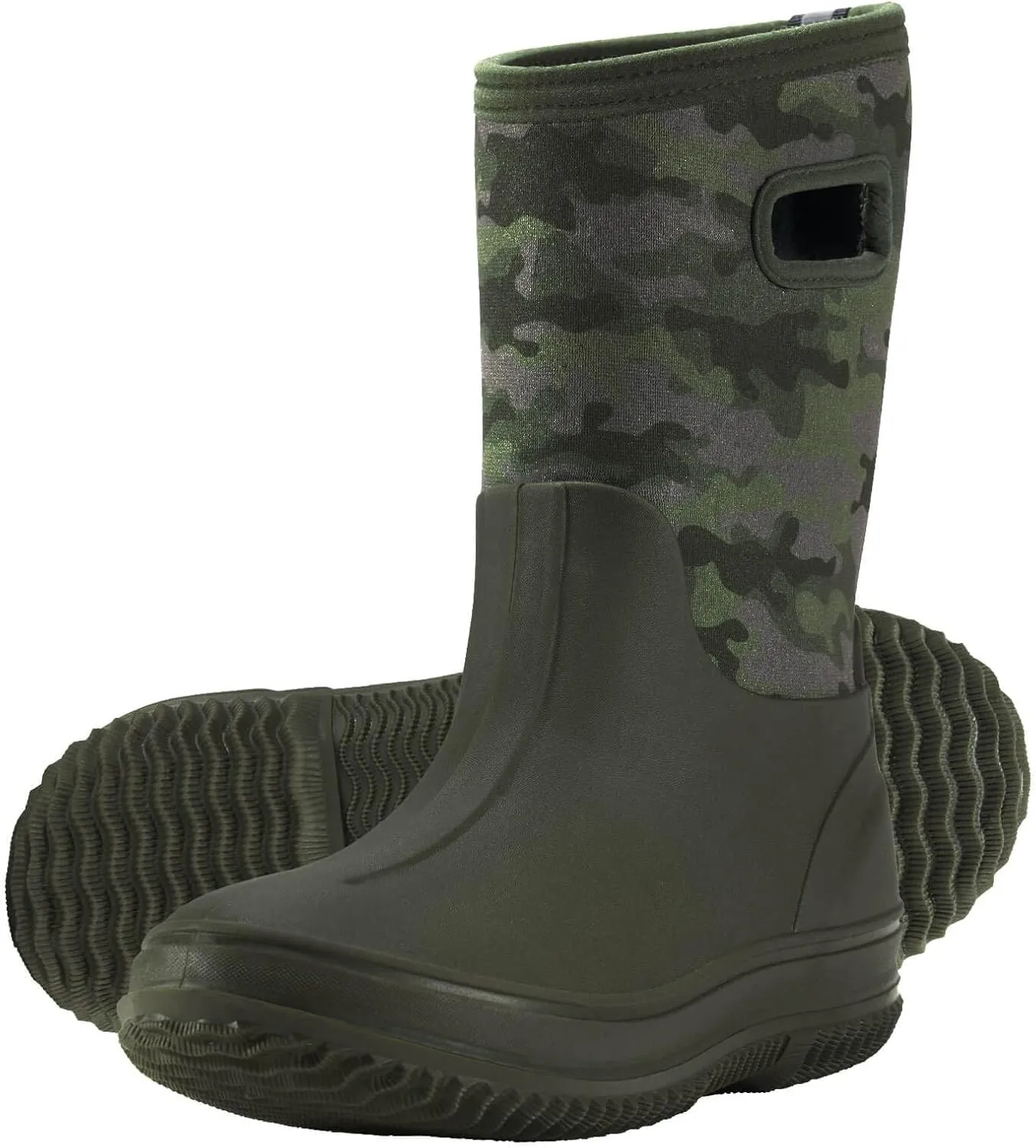 HISEA Kids Rain Boots for Boys Girls, Waterproof Insulated Rubber Neoprene Boots, Seamless Outdoor Boots with Handles Rainboot All Weather Mud Boots for Rain, Snow, Winter and Muck (Little Kid/Big Kid)