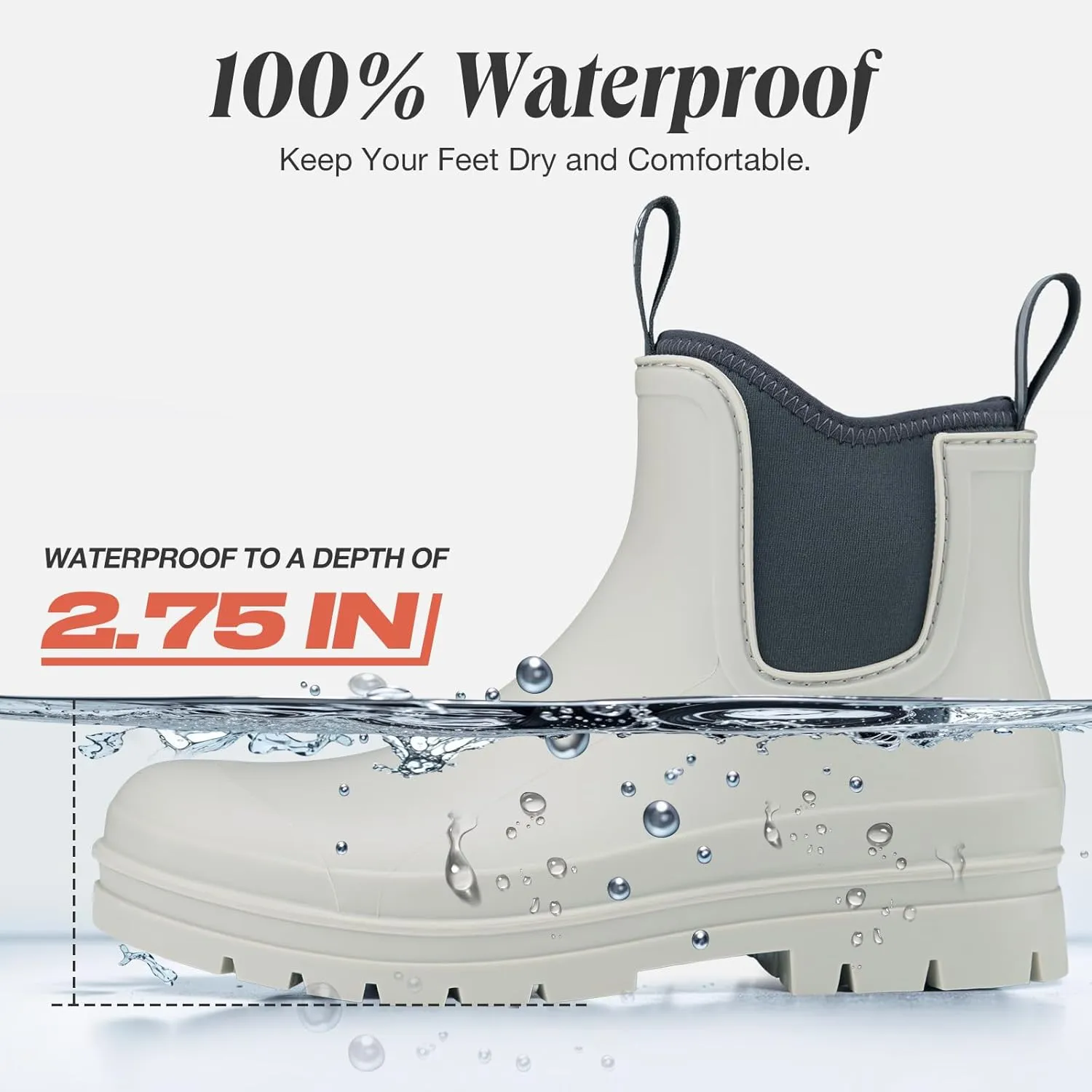HISEA Women's Chelsea Rubber Rain Boots Ankle Rain Boots Waterproof Women Neoprene Short Garden Boots