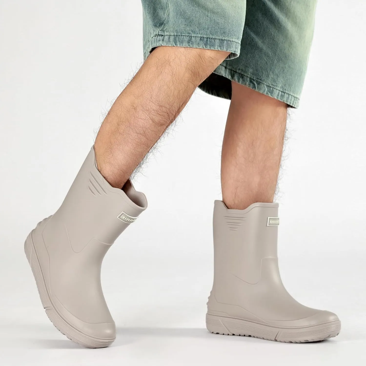 Hsttgsr Rain Boots for Men Waterproof Fashionable Rubber Boots Non-slip Outdoor Garden Boots Mid Calf Muck Work Shoes Comfort Lightweight Rainboots for Fishing Climbing