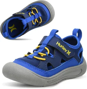 Hurley Kid's Toddlers Water Shoes, Extra Strength Outsole Water Shoes for Boys and Girls, Lightweight Closed Toe Sandals, Beach Shoes with Adjustable Upper-for Outdoors, Water Play and Pool Dylan