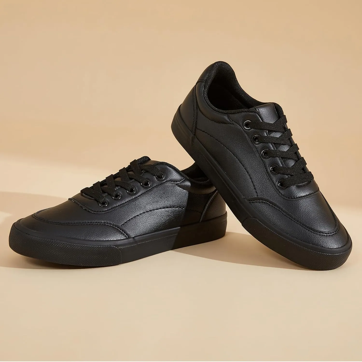 HYPOCRUTE White Leather Sneakers for Women Tennis Shoes Womens Fashion Sneakers Low Top Casual Shoes for Walking
