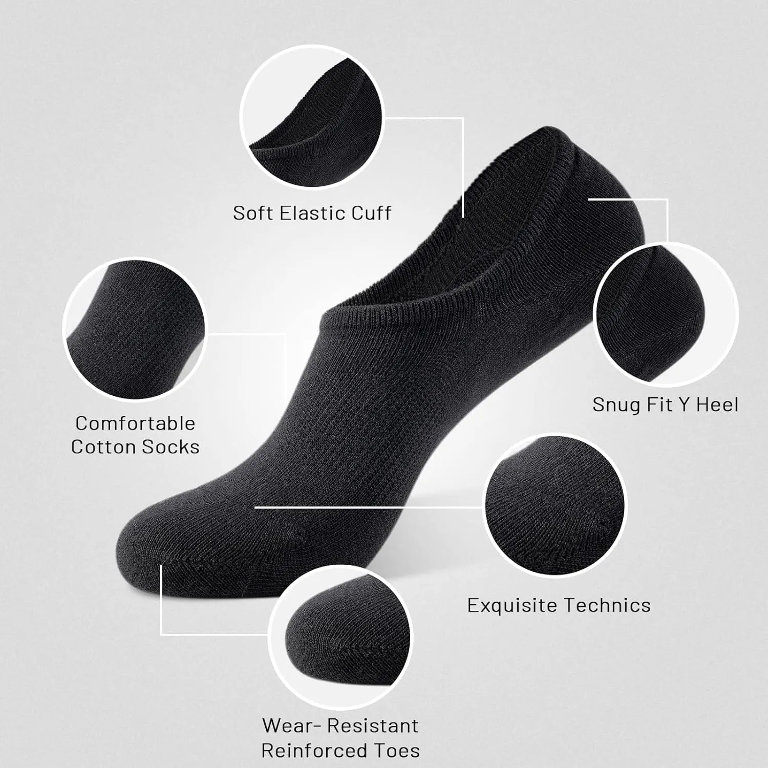 IDEGG No Show Socks Men Low Cut Ankle Short Socks for Men Casual Athletic Socks with Non Slip Grip
