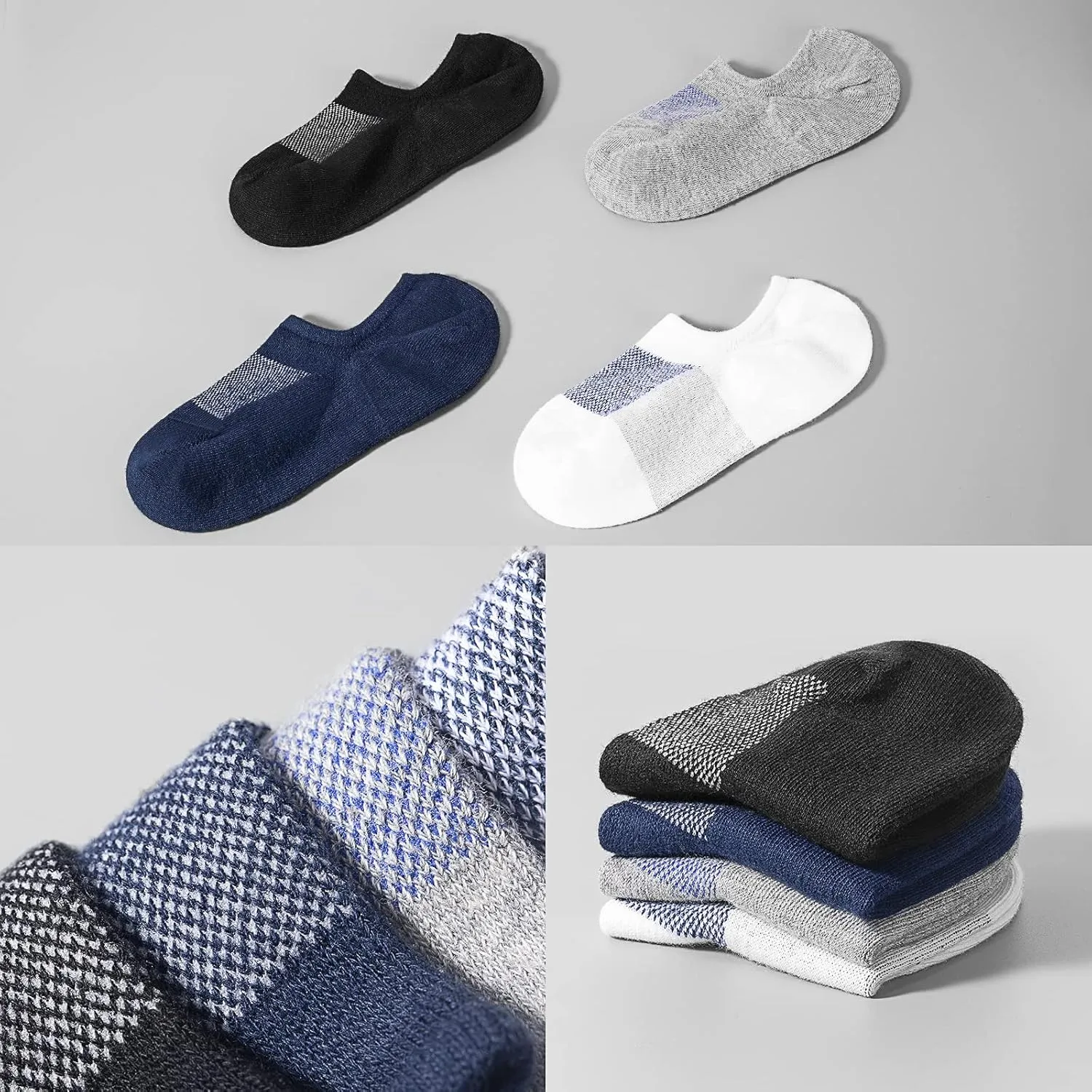 IDEGG No Show Socks Men Low Cut Ankle Short Socks for Men Casual Athletic Socks with Non Slip Grip