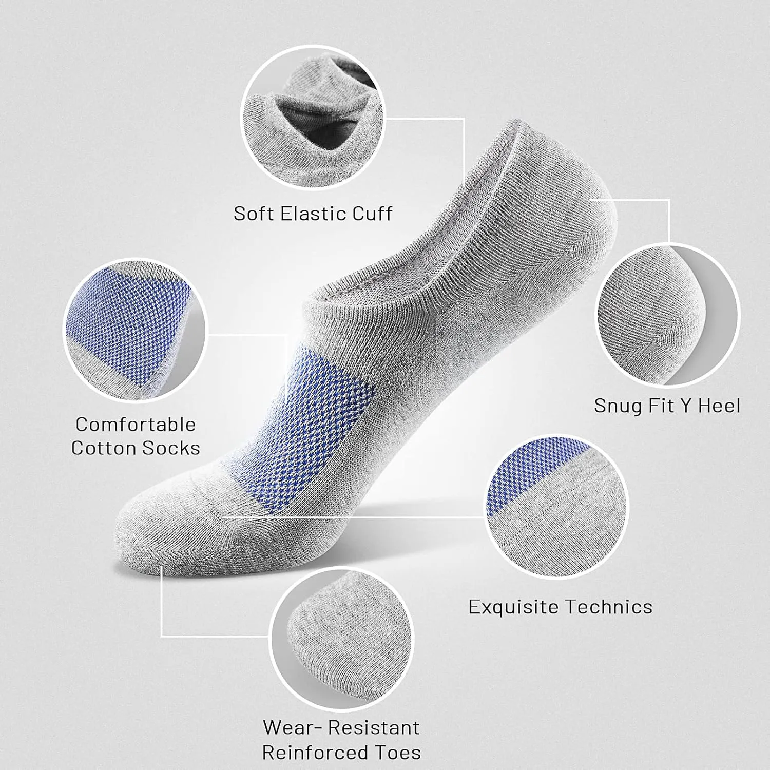 IDEGG No Show Socks Men Low Cut Ankle Short Socks for Men Casual Athletic Socks with Non Slip Grip