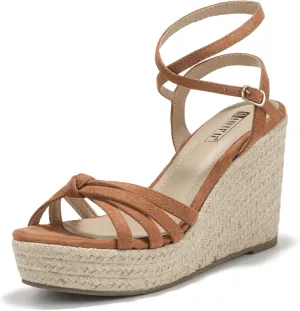 IDIFU IN4 Wedge Sandals for Women Espadrilles Ankle Strap Platform Wedges Heels for Women Wedding Bridal Ladies Wedge Sandals Comfortable Summer Dressy Sexy Strappy Wedge Shoes