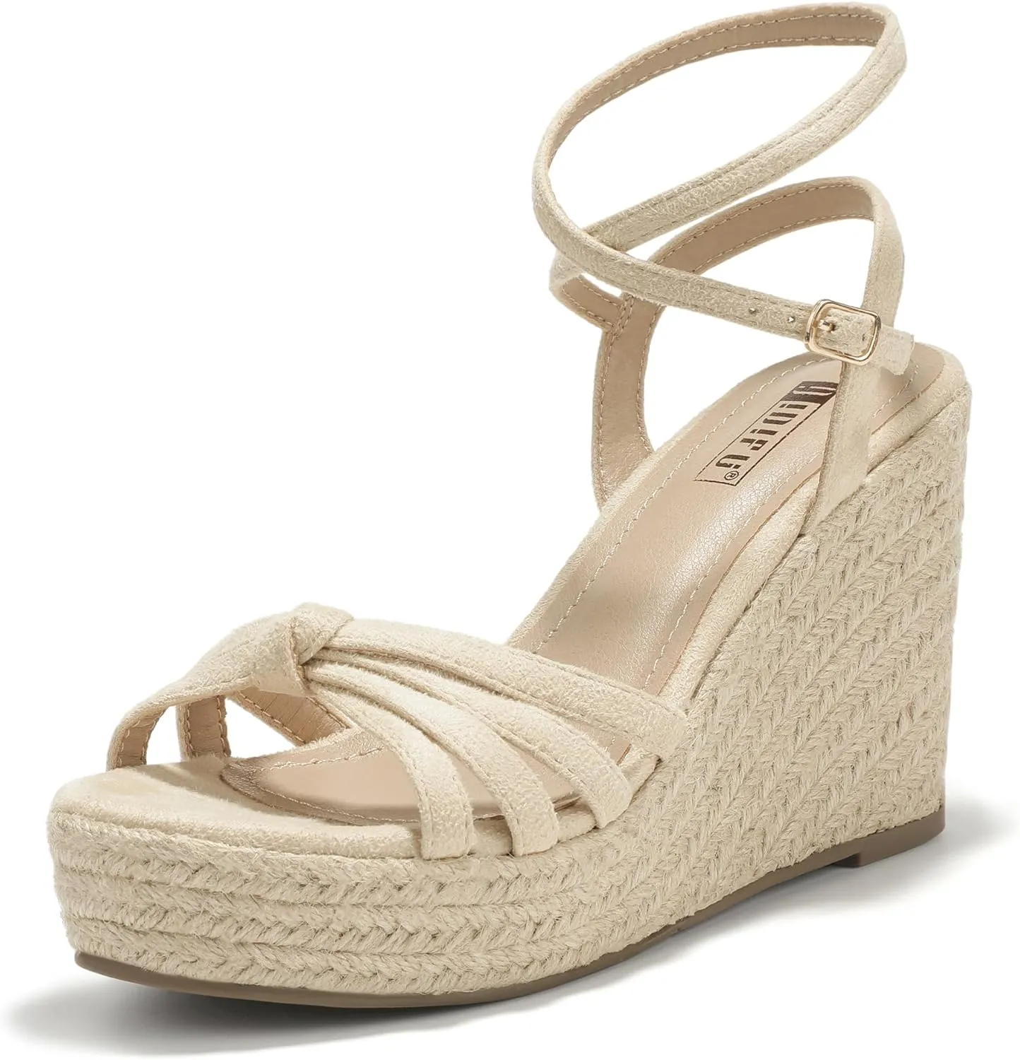 IDIFU IN4 Wedge Sandals for Women Espadrilles Ankle Strap Platform Wedges Heels for Women Wedding Bridal Ladies Wedge Sandals Comfortable Summer Dressy Sexy Strappy Wedge Shoes