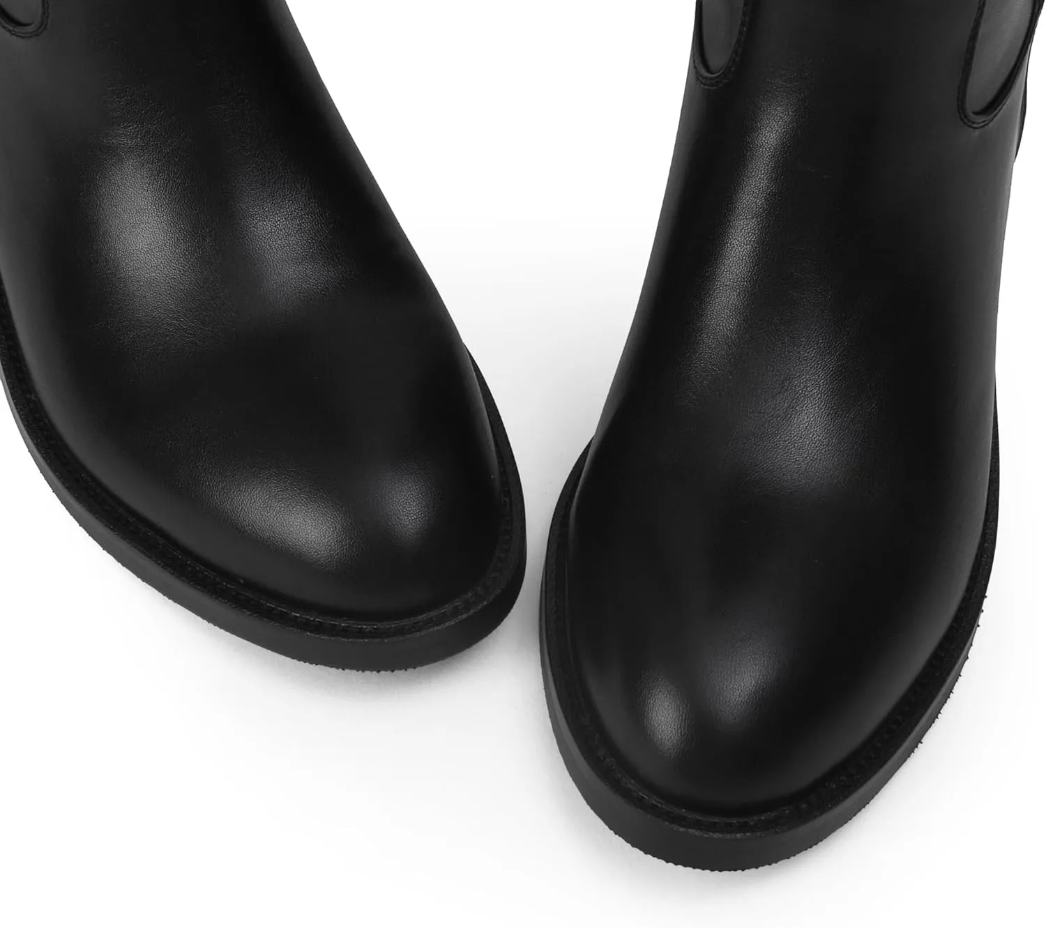 iiimmu Riding Boots for Women Silver Buckle Women's Knee High Boots Round Toe Faux Leather Motorcycle Style