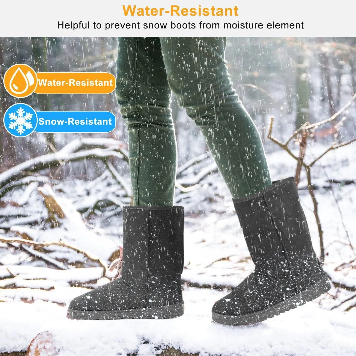 iMounTEK Snow Boots for Women Winter Snow Boots for Ladies Upgrade Warm Comfortable Waterproof Faux Suede Mid-Calf Boots Fur Warm Lining Shoes For Outside