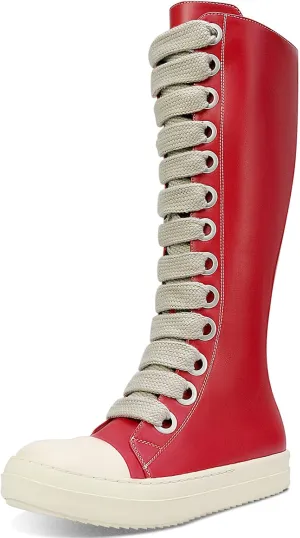 IMPREMEY Womens Knee-High School Bicycling Boots Thick Laces Comfort Platform Walking Boots with Zipper Campus Campaigns Boots